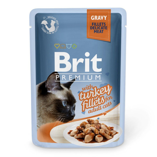 Вологий корм для котів Brit Premium Cat Turkey Fillets Gravy pouch 85 г - філе індички в соусі