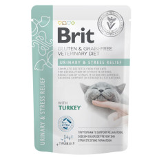 Вологий корм для котів Brit GF VetDiet Urinary and Stress Relief pouch 85 г - індичка 12шт