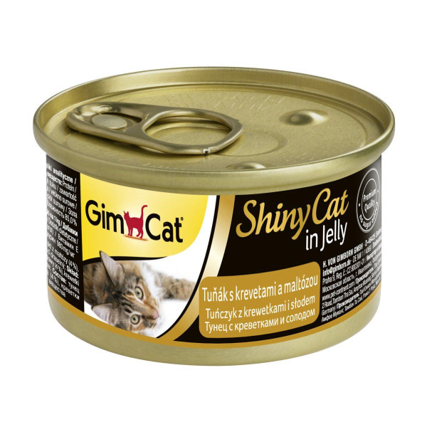 Вологий корм для котів GimCat Shiny Cat 70 г - тунець, креветки та солод