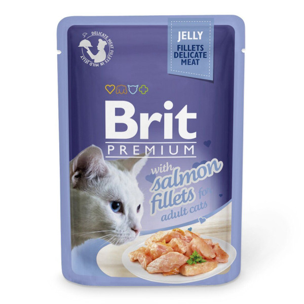 Вологий корм для котів Brit Premium Cat Salmon Fillets Jelly pouch 85 г - філе лосося в желе