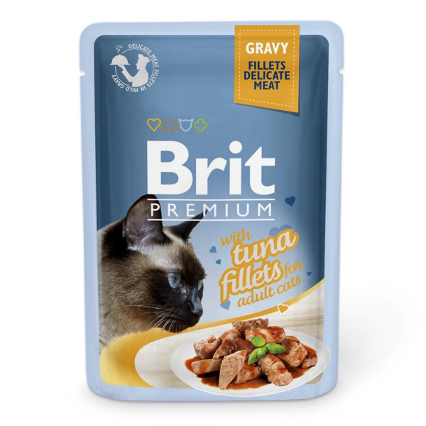 Вологий корм для котів Brit Premium Cat Tuna Fillets Gravy pouch 85 г - філе тунця в соусі