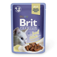 Вологий корм для котів Brit Premium Cat Beef Fillets Jelly pouch  24 шт x 85 г - філе яловичини в желе