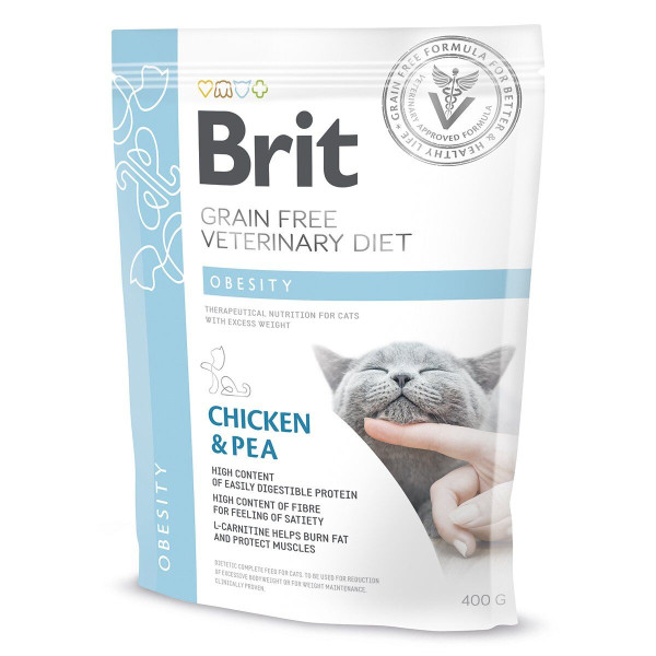 Сухий корм для котів, для зниження ваги Brit GF Veterinary Diet Obesity 400 г - курка