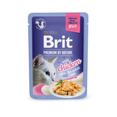 Вологий корм для котів Brit Premium Delicate Fillets in Jelly Chicken pouch 24 шт x 85 г - курка