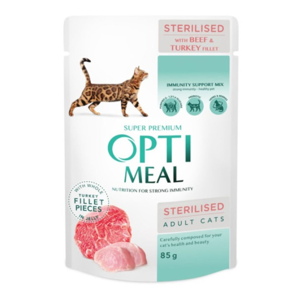 Набір 3+1 вологий корм для котів Optimeal Multi Taste Sterilised 340 г - асорті