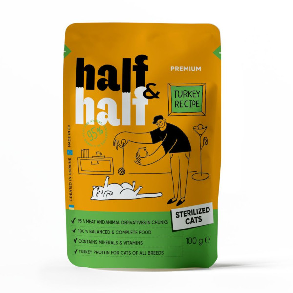Набір кормів і ласощів для котів Half&Half Турботливий 760 г - асорті