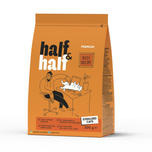 Набір кормів і ласощів для котів Half&Half Турботливий 760 г - асорті
