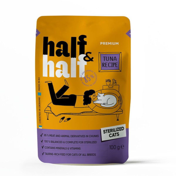 Набір кормів і ласощів для котів Half&Half Турботливий 760 г - асорті