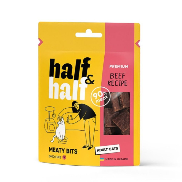 Набір кормів і ласощів для котів Half&Half Турботливий 760 г - асорті