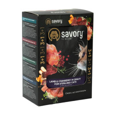 Набір корму для котів Savory Sterilised pouch 3+1 шт х 85 г - ягня та журавлина