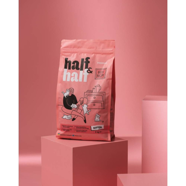 Сухий корм для кошенят Half&Half Kitten 2 кг - яловичина