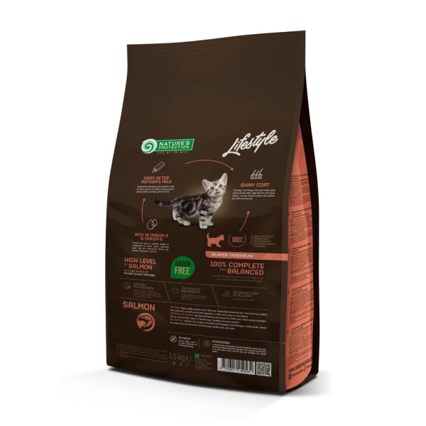 Сухий корм для кошенят Nature's Protection Lifestyle Kitten Grain Free 1,5 кг - лосось