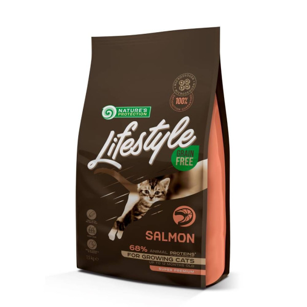 Сухий корм для кошенят Nature's Protection Lifestyle Kitten Grain Free 1,5 кг - лосось