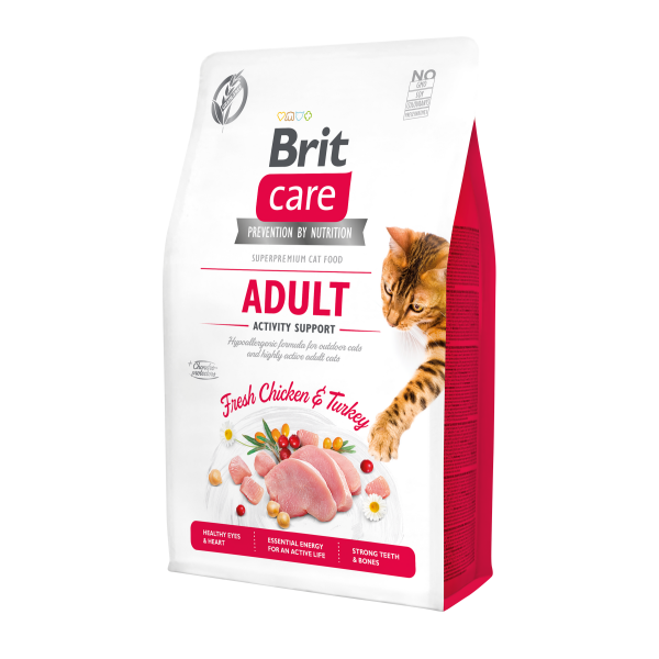 Сухий корм для котів Brit Care Cat GF Adult Activity Support 2 кг - курка і індичка