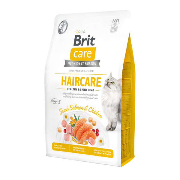 Сухий корм для котів Brit Care Cat GF Haircare Healthy & Shiny Coat 2 кг - курка і лосось
