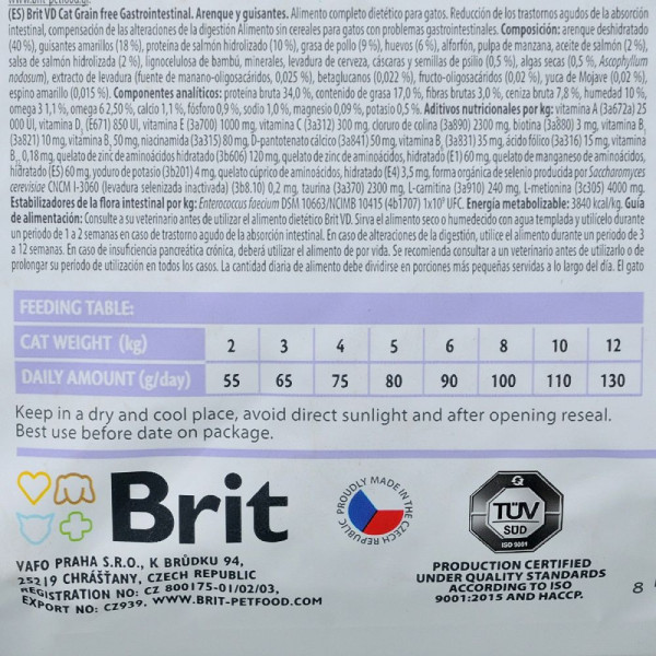 Сухий корм для котів Brit GF Veterinary Diet Gastrointestinal 400 г - оселедець та горох