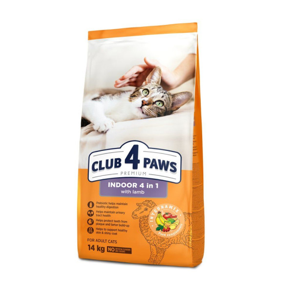 Сухий корм для котів, що живуть в приміщенні Club 4 Paws Premium 14 кг - ягня