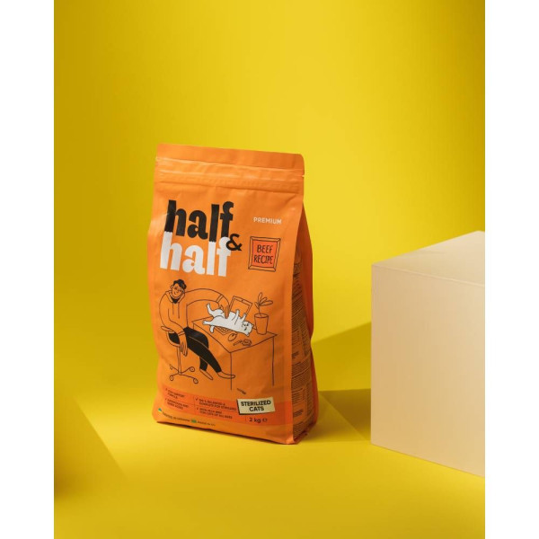 Сухий корм для котів Half&Half Sterilized 2 кг - яловичина
