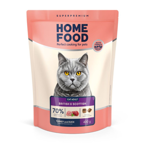 Сухий корм для котів Home Food British & Scottish Adult 400 г - індичка та качка