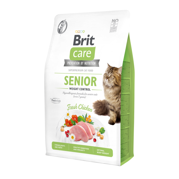 Сухий корм для літніх котів із зайвою вагою Brit Care Cat GF Senior Weight Control 2 кг - курка
