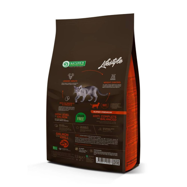 Сухий корм для котів Nature's Protection Lifestyle Sterilised Grain Free 1,5 кг - лосось і криль