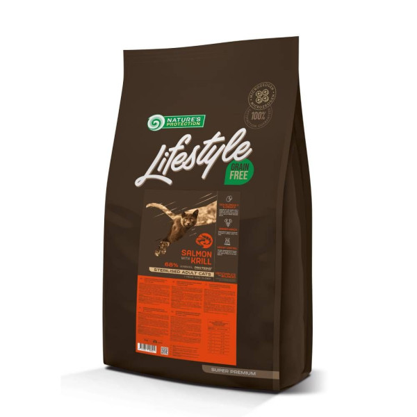 Сухий корм для котів Nature's Protection Lifestyle Sterilised Grain Free 7 кг - лосось і криль