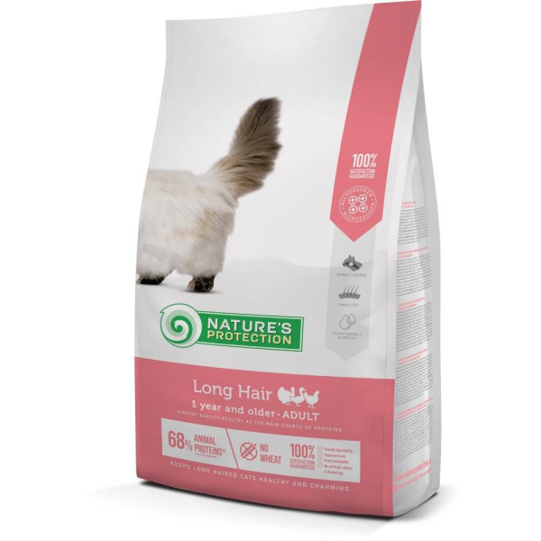 Сухий корм для котів Nature's Protection Long Нair 2 кг - домашня птиця