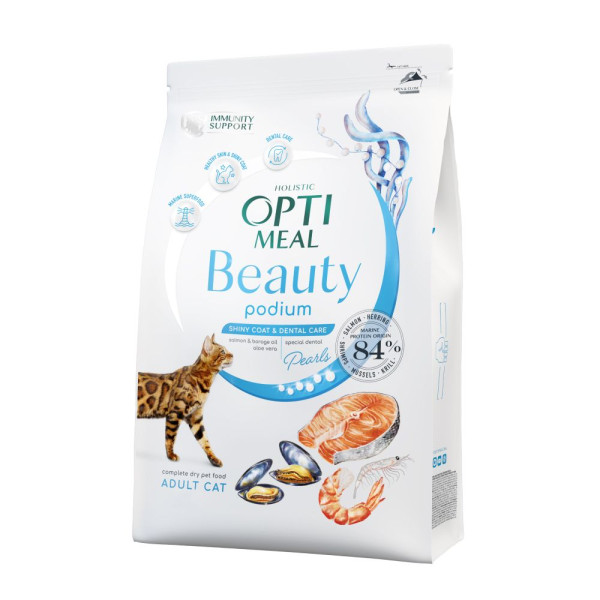Сухий корм для котів Optimeal Beauty Podium Shiny Coat & Dental Care 1.5 кг - морепродукти