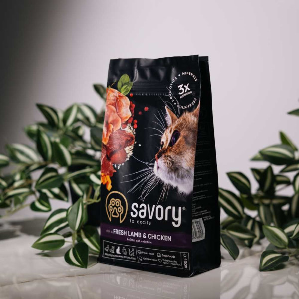 Сухий корм для котів Savory Adult Cat Steril Fresh 400 г - ягня та курка