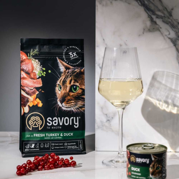 Сухий корм для котів Savory Adult Gourmand 400 г - індичка та качка