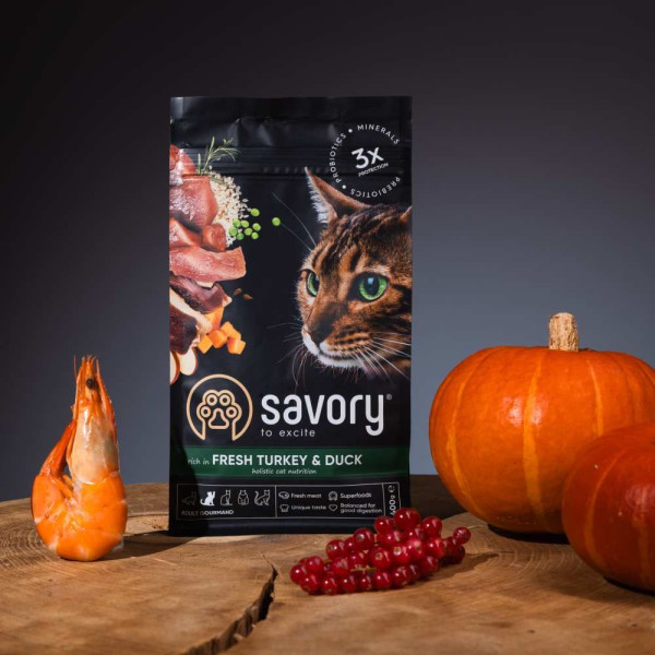 Сухий корм для котів Savory Adult Gourmand 400 г - індичка та качка