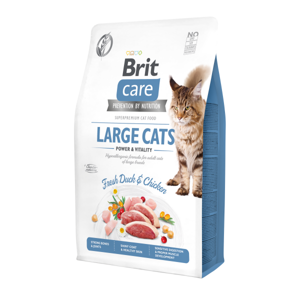 Сухий корм для котів великих порід Brit Care Cat GF Large cats Power & Vitality 2 кг - курка і качка