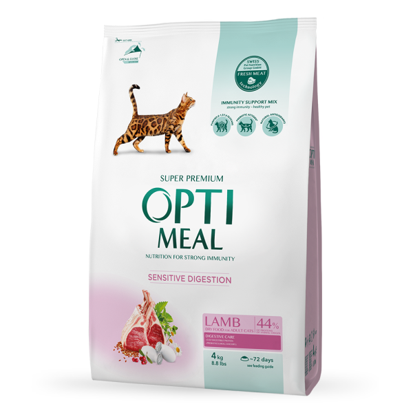 Сухий корм для котів з чутливим травленням Optimeal 4 кг - ягня