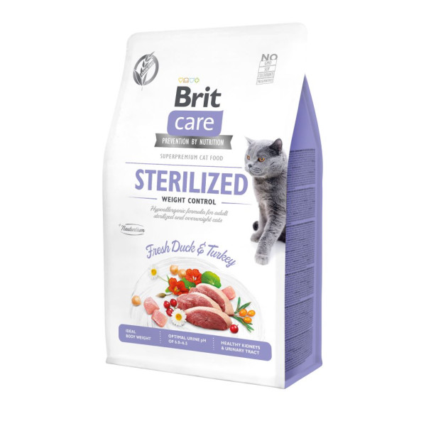 Сухий корм для котів Brit Care Cat GF Sterilized Weight Control 2 кг - качка та індичка