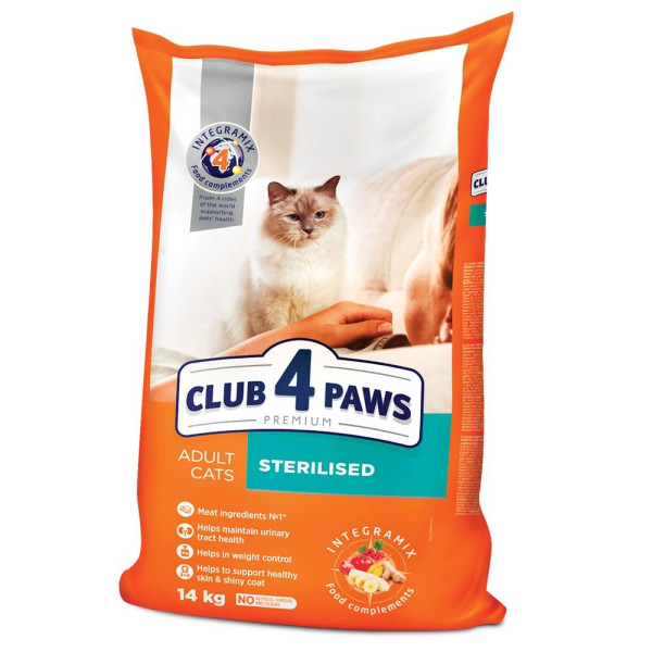 Сухий корм для стерилізованих котів Club 4 Paws Premium 14 кг - курка