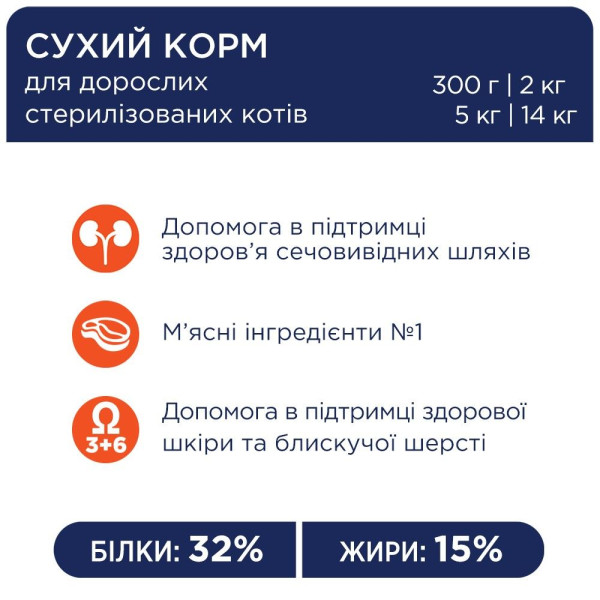Сухий корм для стерилізованих котів Club 4 Paws Premium 14 кг - курка