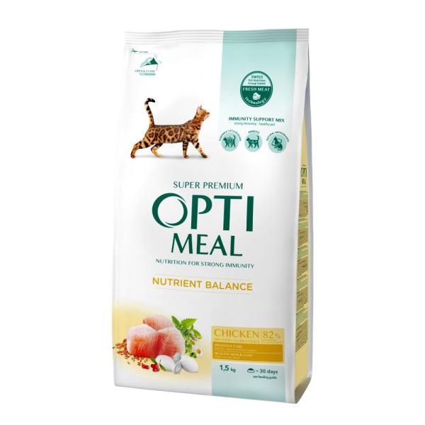 Сухий корм Optimeal Adult Cat Chicken для дорослих котів 1,5 кг - курка