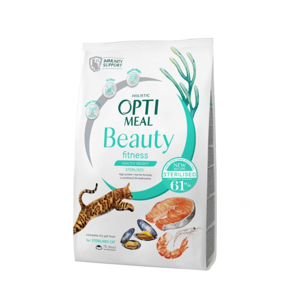 Сухий корм для котів Optimeal Beauty Fitness Healthy Weight Adult Sterilised 1,5 кг – морепродукти