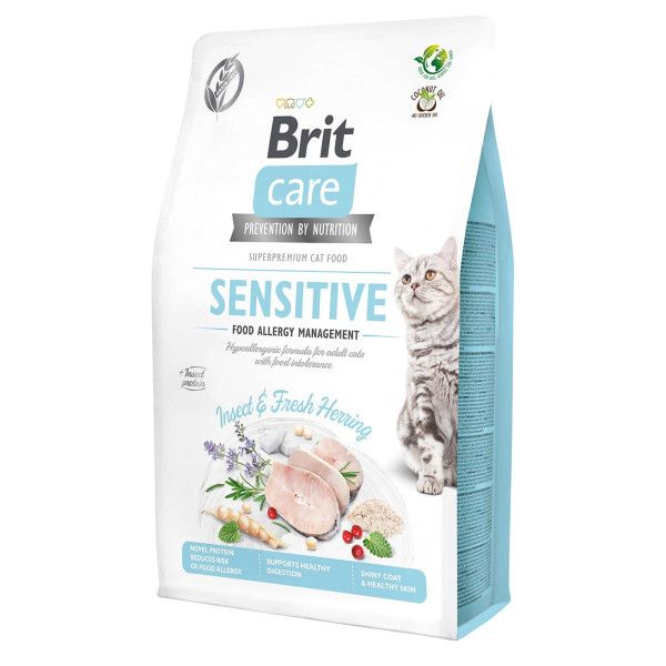 Сухий корм для котів з Brit Care Sensitive 2 кг - комахи та оселедець