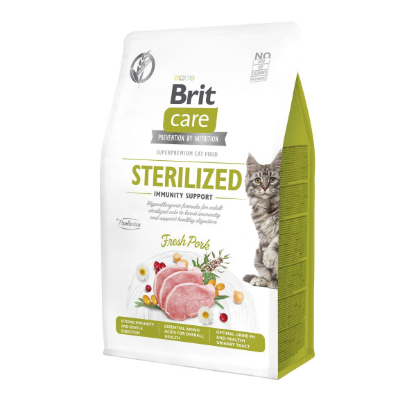 Сухий корм для котів Brit Care Cat Grain Free Sterilized Immunity Support 0,4 кг - свинина