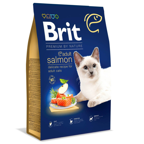Сухий корм для котів Brit Premium by Nature Cat Adult Salmon 8 кг - лосось