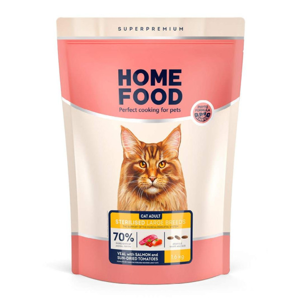 Сухий корм для котів Home Food Adult Large Breed 1,6 кг - телятина та лосось