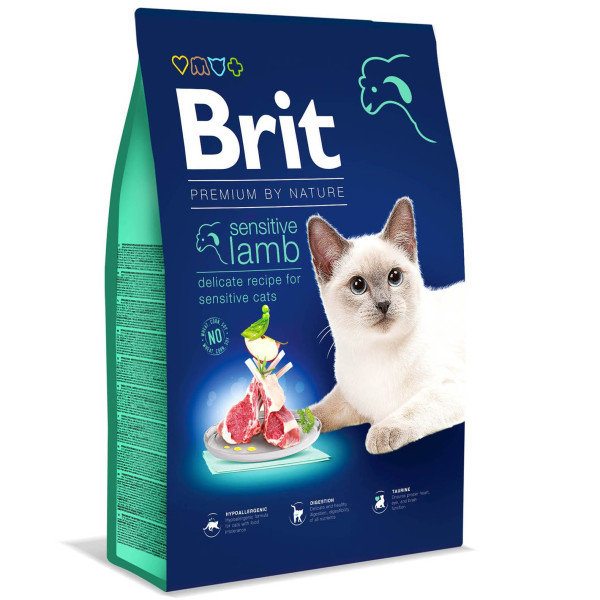 Сухий корм для котів із чутливим травленням Brit Premium by Nature Cat Sensitive 8 кг - ягня