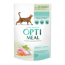 Вологий корм для котів Optimeal pouch 85 г - кроликом у морквяному желе 12шт