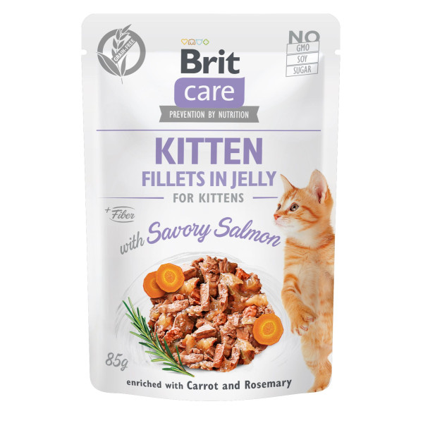 Вологий корм для кошенят Brit Care Cat pouch 85 г (лосось в желе) 24шт