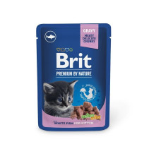 Вологий корм для кошенят Brit Premium pouch  24 шт x 100 г - біла риба