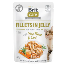 Вологий корм для котів Brit Care Cat pouch 85 г (тріска і форель в желе) 24шт