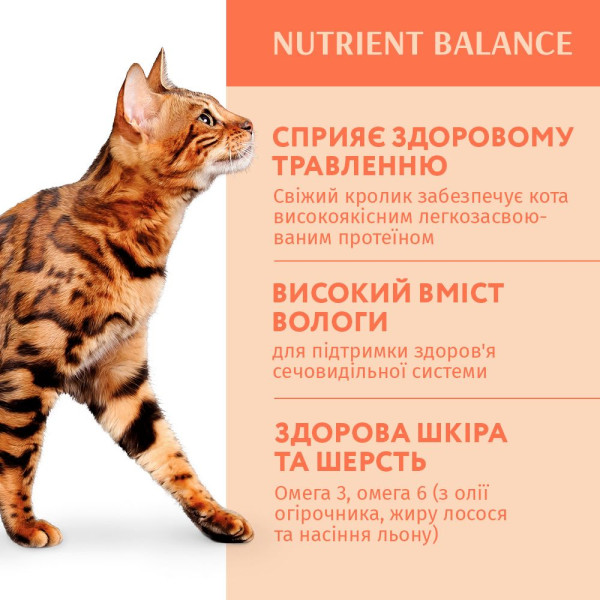 Вологий корм для дорослих котів Optimeal 85 г (кролик)
