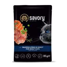 Вологий корм для котів Savory Adult 85 г*22шт - лосось та горошок(22шт)