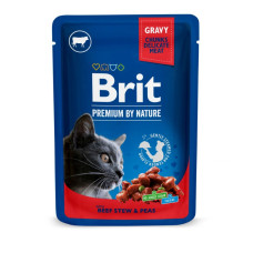 Вологий корм для котів Brit Premium Cat Beef Stew & Peas pouch 24 шт x 100 г - яловичина та горох